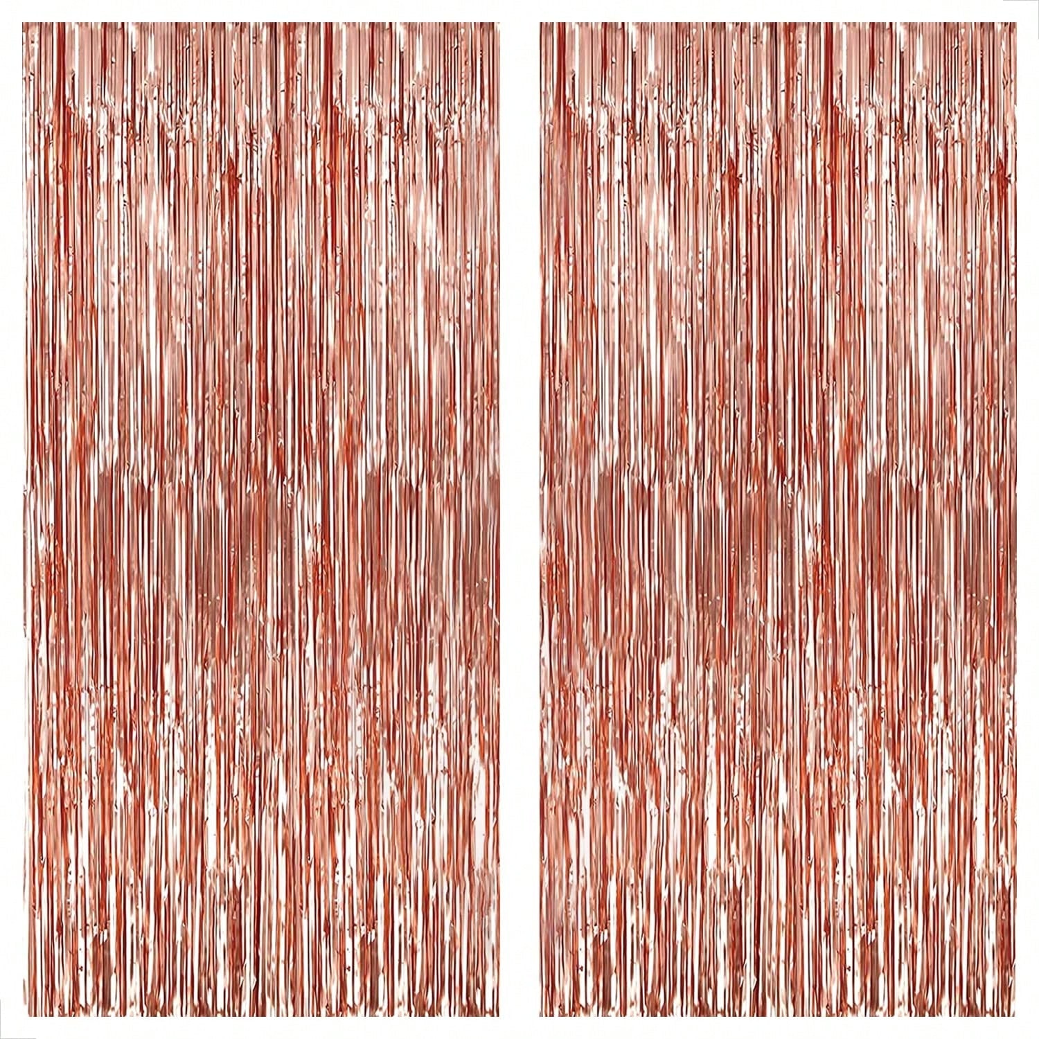 Xtralarge 6.4x8ft Rose Gold Fringe Curtain Pack of 2 for Party Decor
