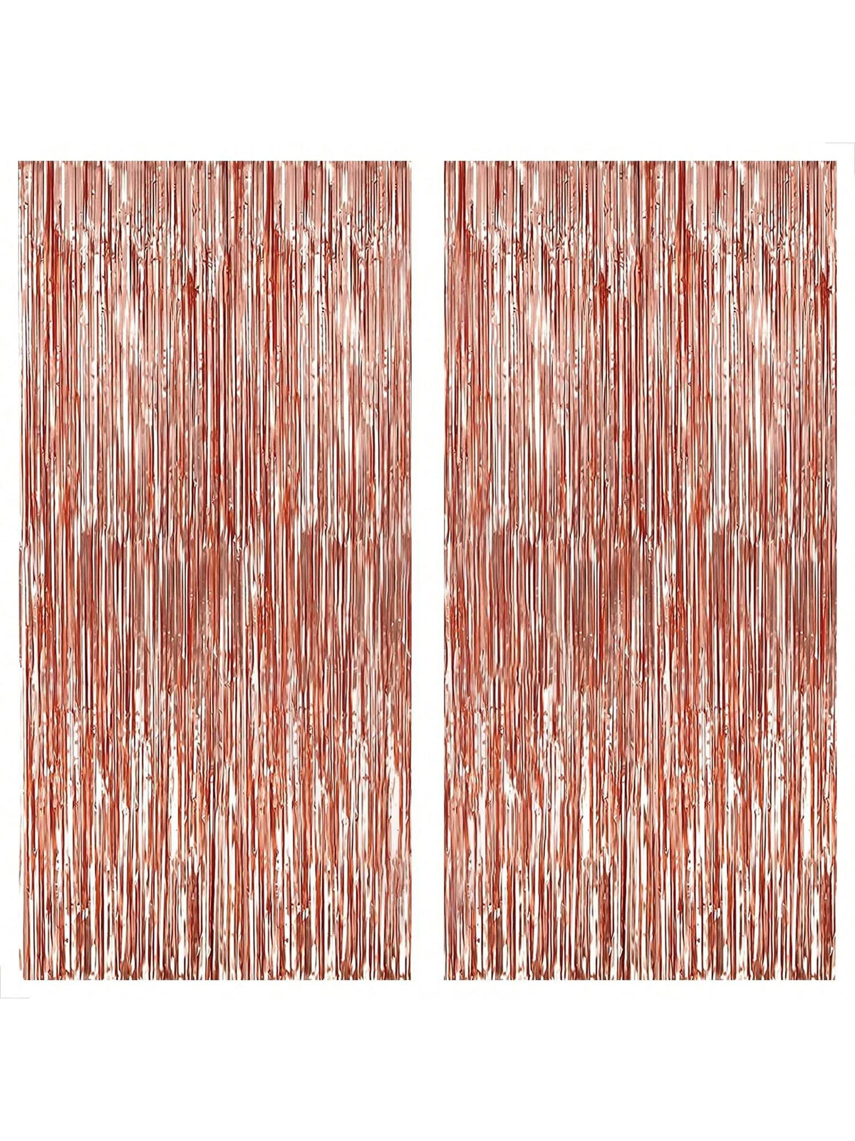 Xtralarge 6.4x8ft Rose Gold Fringe Curtain Pack of 2 for Party Decor