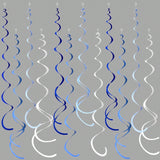 36pcs Blue Hanging Swirl Decorations Ombre Royal Blue White for Party
