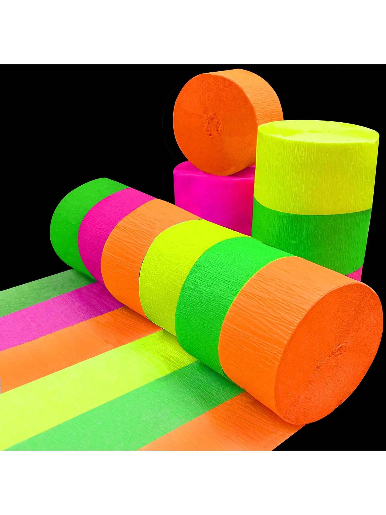 Glow Party Neon Streamers 400ft UV Crepe Paper for Birthday & Wedding Decor