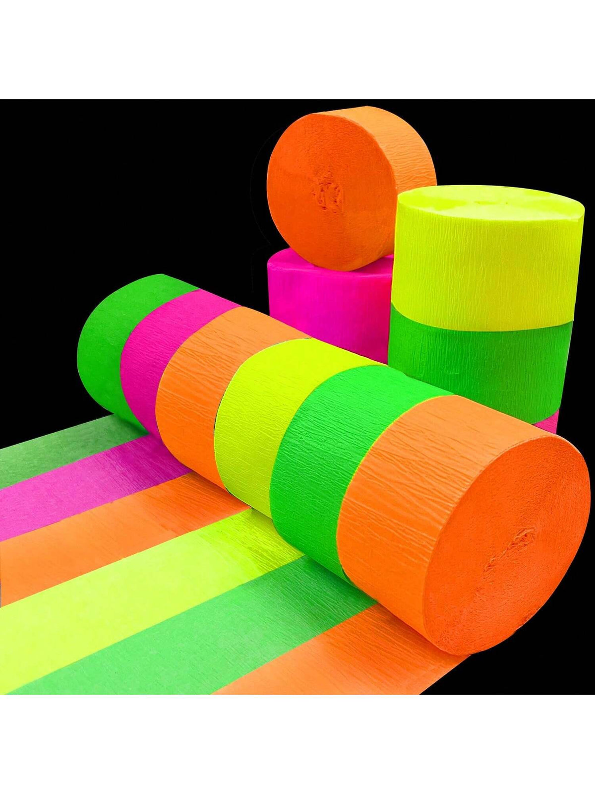 Glow Party Neon Streamers 400ft UV Crepe Paper for Birthday & Wedding Decor