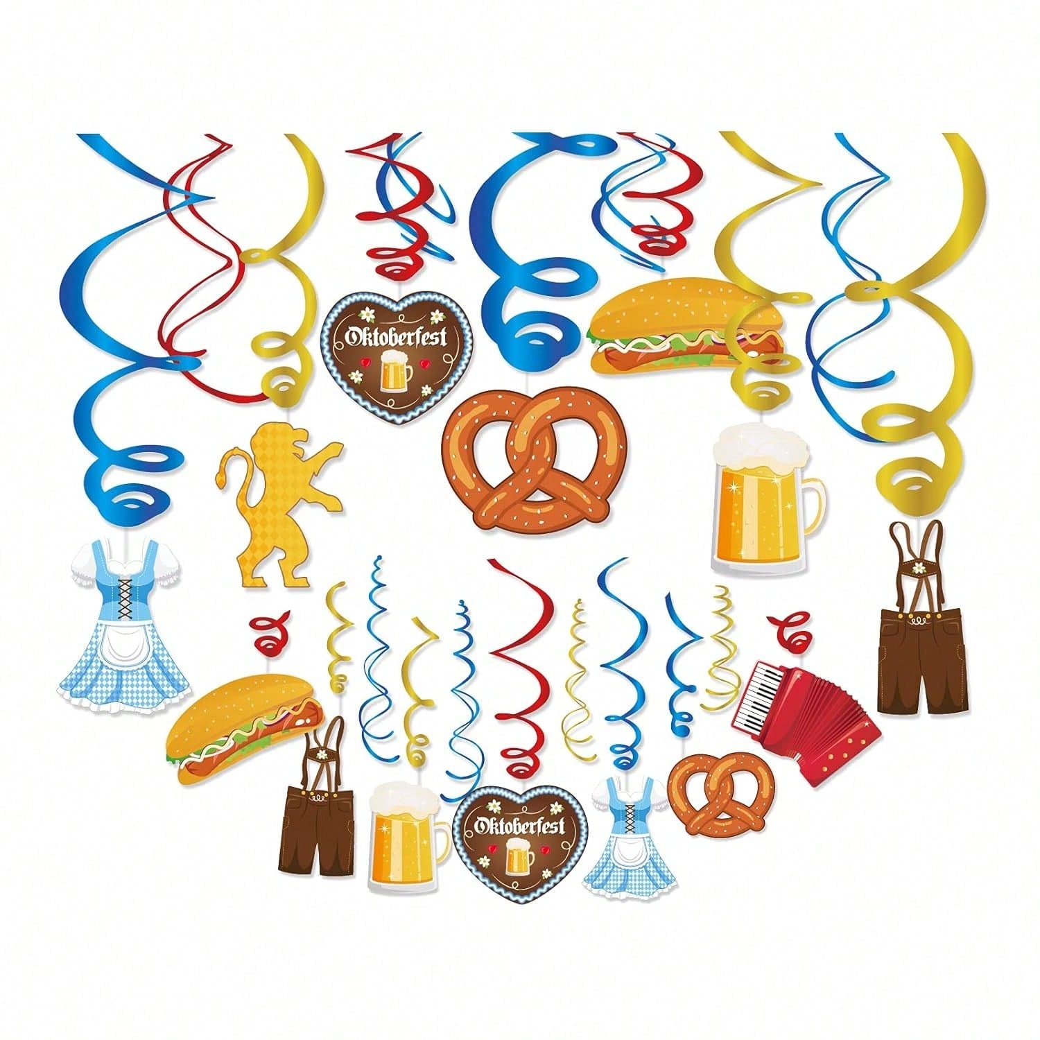 Munich Oktoberfest Hanging Swirl Decorations German Beer and Sausage Party