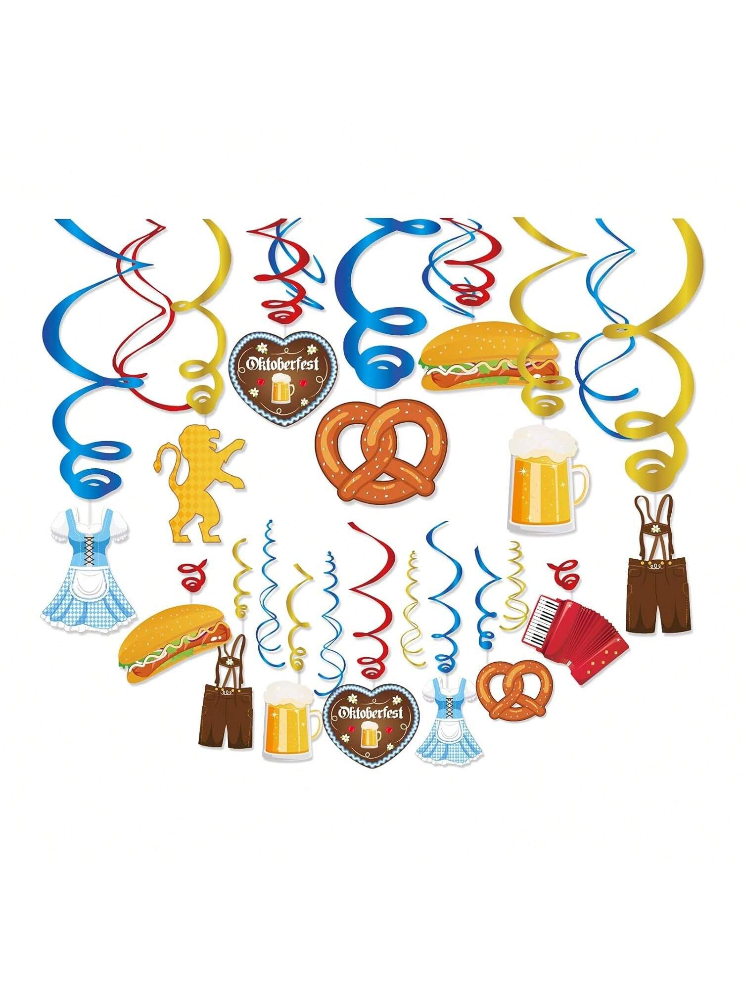 Munich Oktoberfest Hanging Swirl Decorations German Beer and Sausage Party