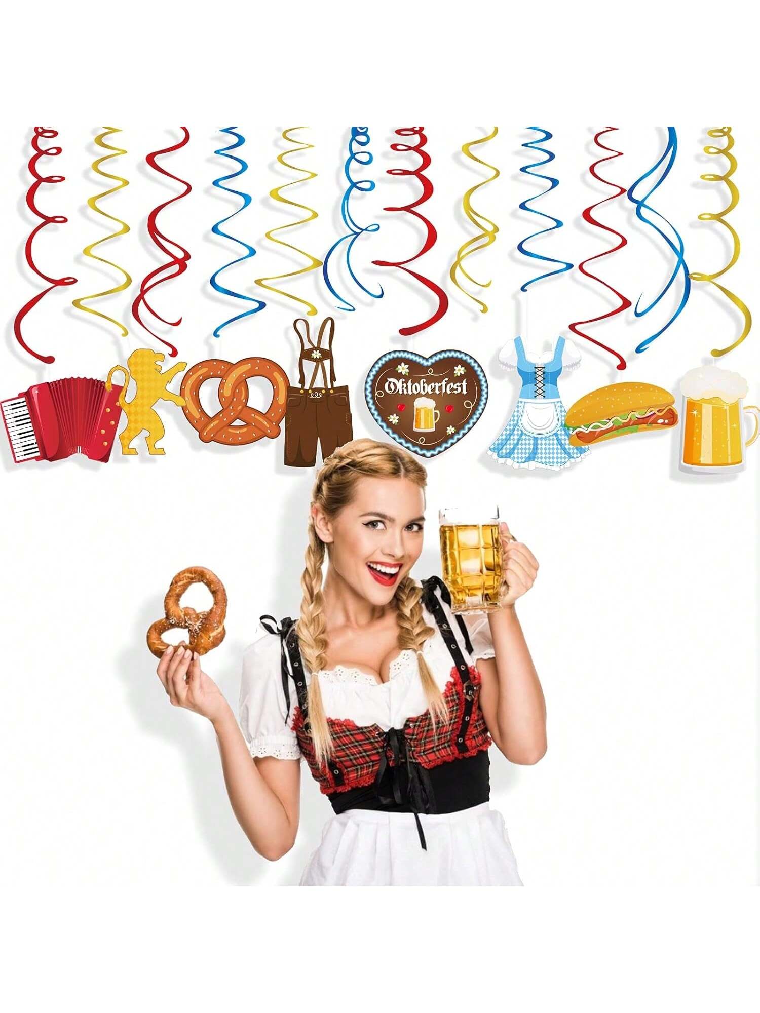 Munich Oktoberfest Hanging Swirl Decorations German Beer and Sausage Party