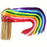 100pc Multi-Color Ribbon Wands with Gold Bells Party Streamers for Weddings