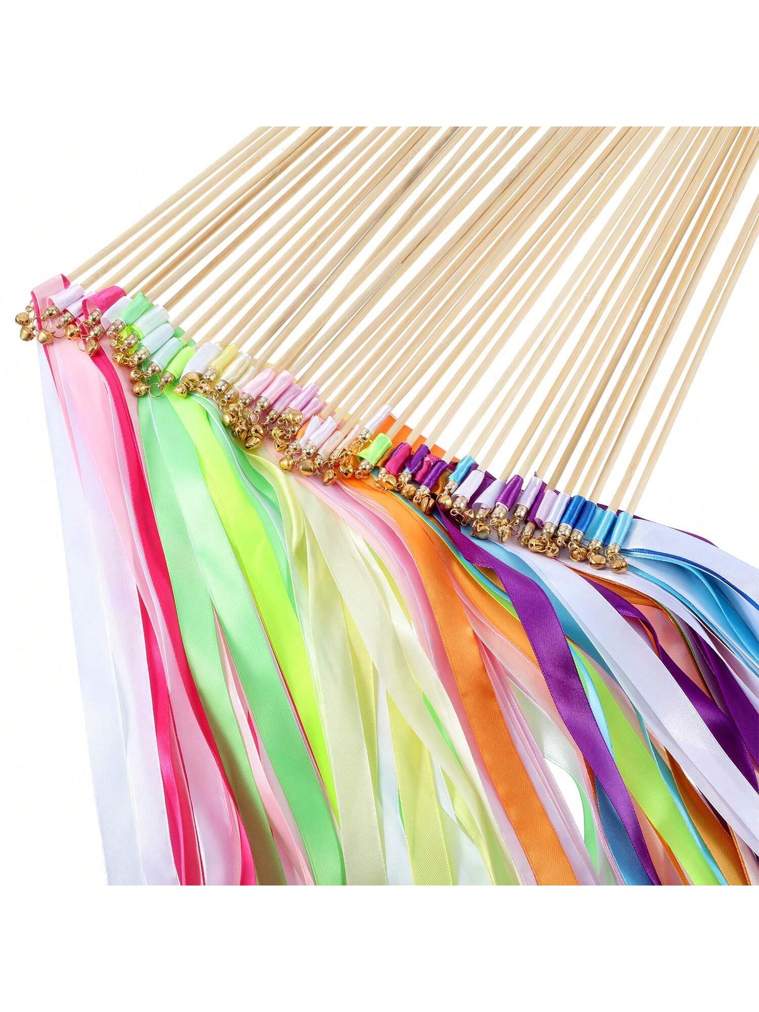 40pcs Multicolor Ribbon Sticks with Bells Fairy Party Streamers