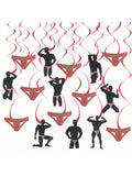 16pcs Bachelorette Party Hanging Swirls Rose Gold Funny Male Decorations