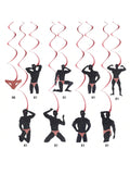 16pcs Bachelorette Party Hanging Swirls Rose Gold Funny Male Decorations
