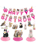 Cat Birthday Hanging Swirls 20pcs Pink Cat Theme Party Decor