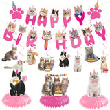Cat Birthday Hanging Swirls 20pcs Pink Cat Theme Party Decor