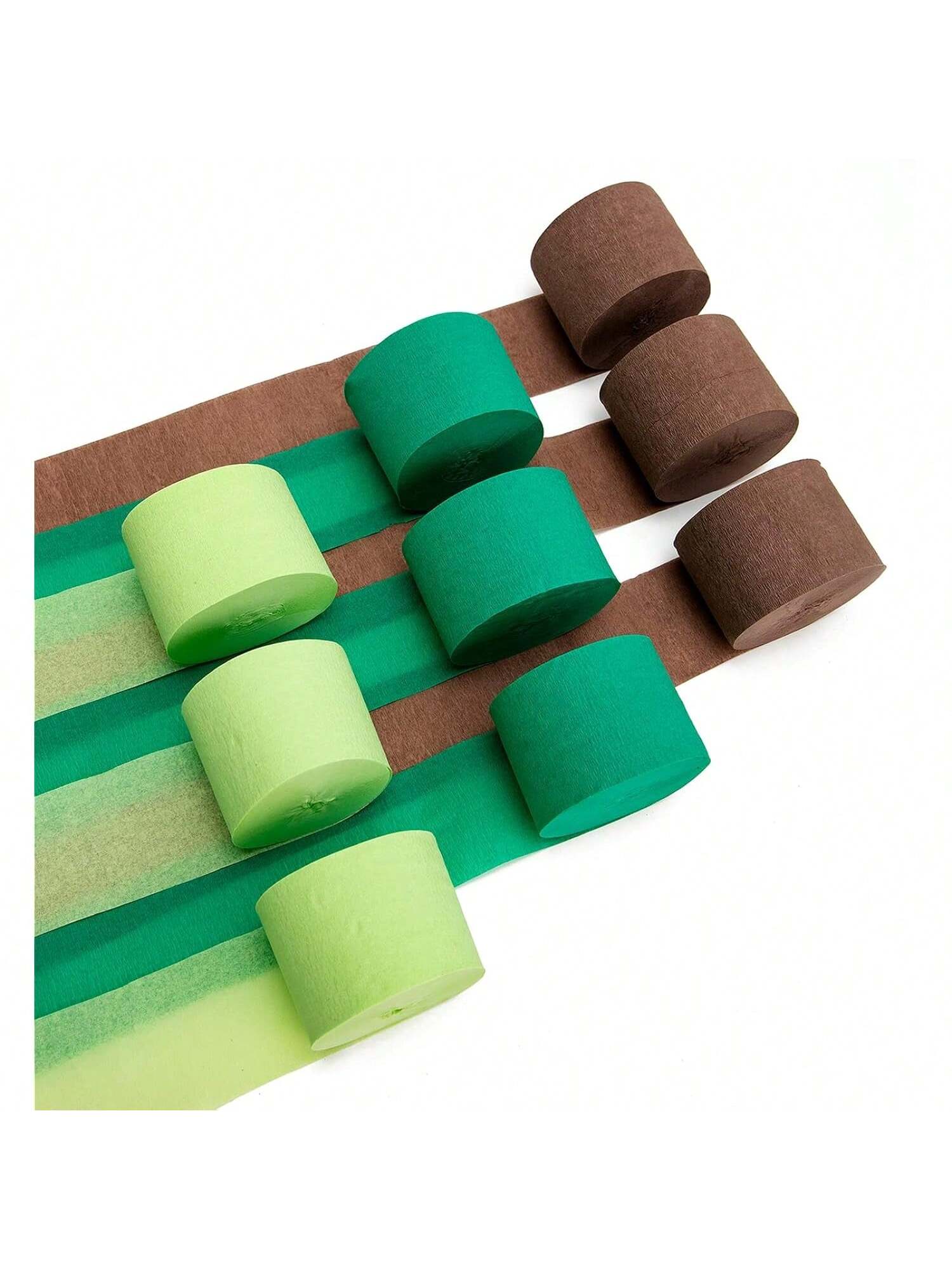 9 Rolls 738ft Crepe Paper Streamers Dinosaur Jungle Green Party Decor