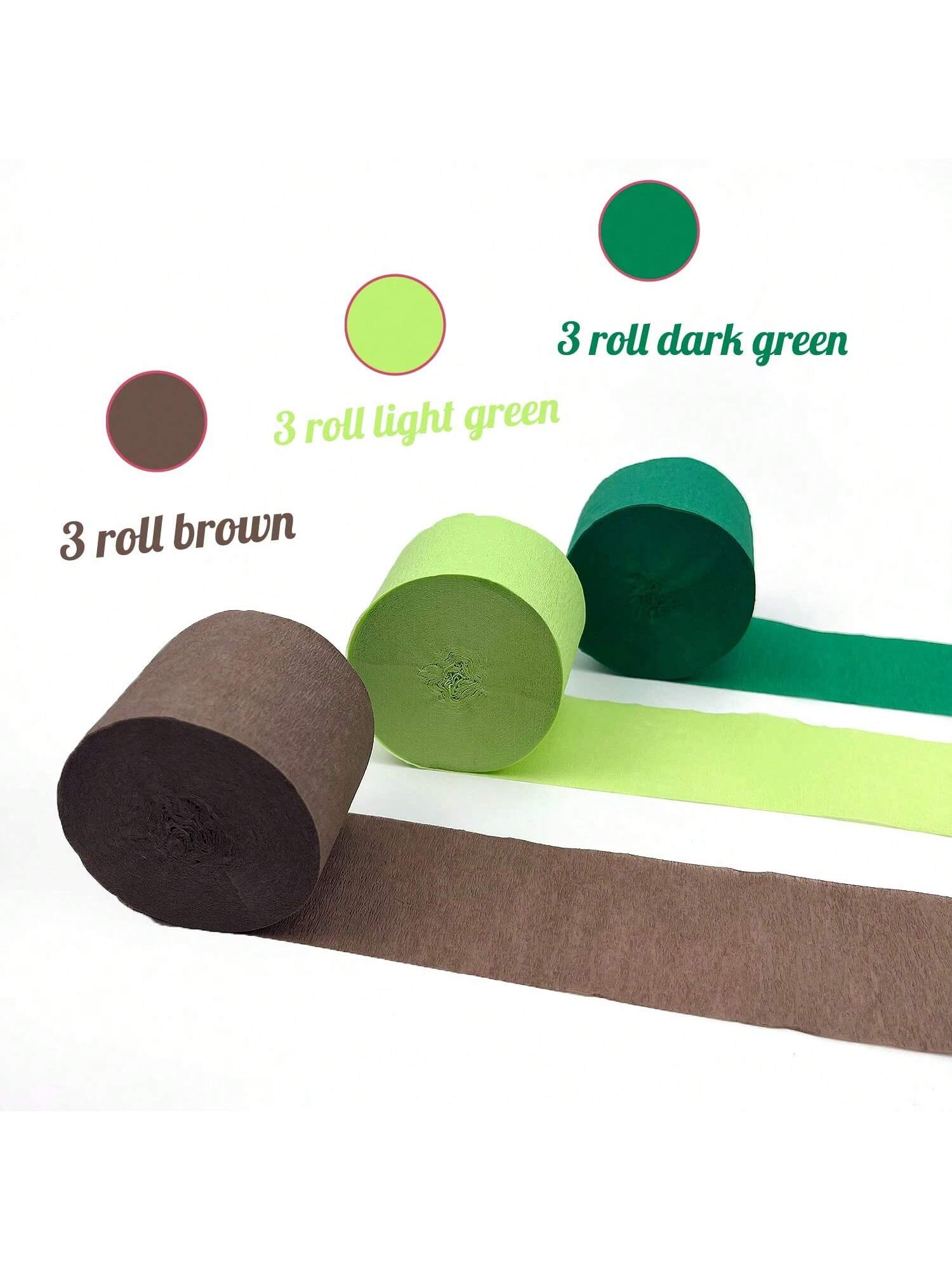 9 Rolls 738ft Crepe Paper Streamers Dinosaur Jungle Green Party Decor