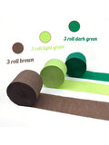 9 Rolls 738ft Crepe Paper Streamers Dinosaur Jungle Green Party Decor