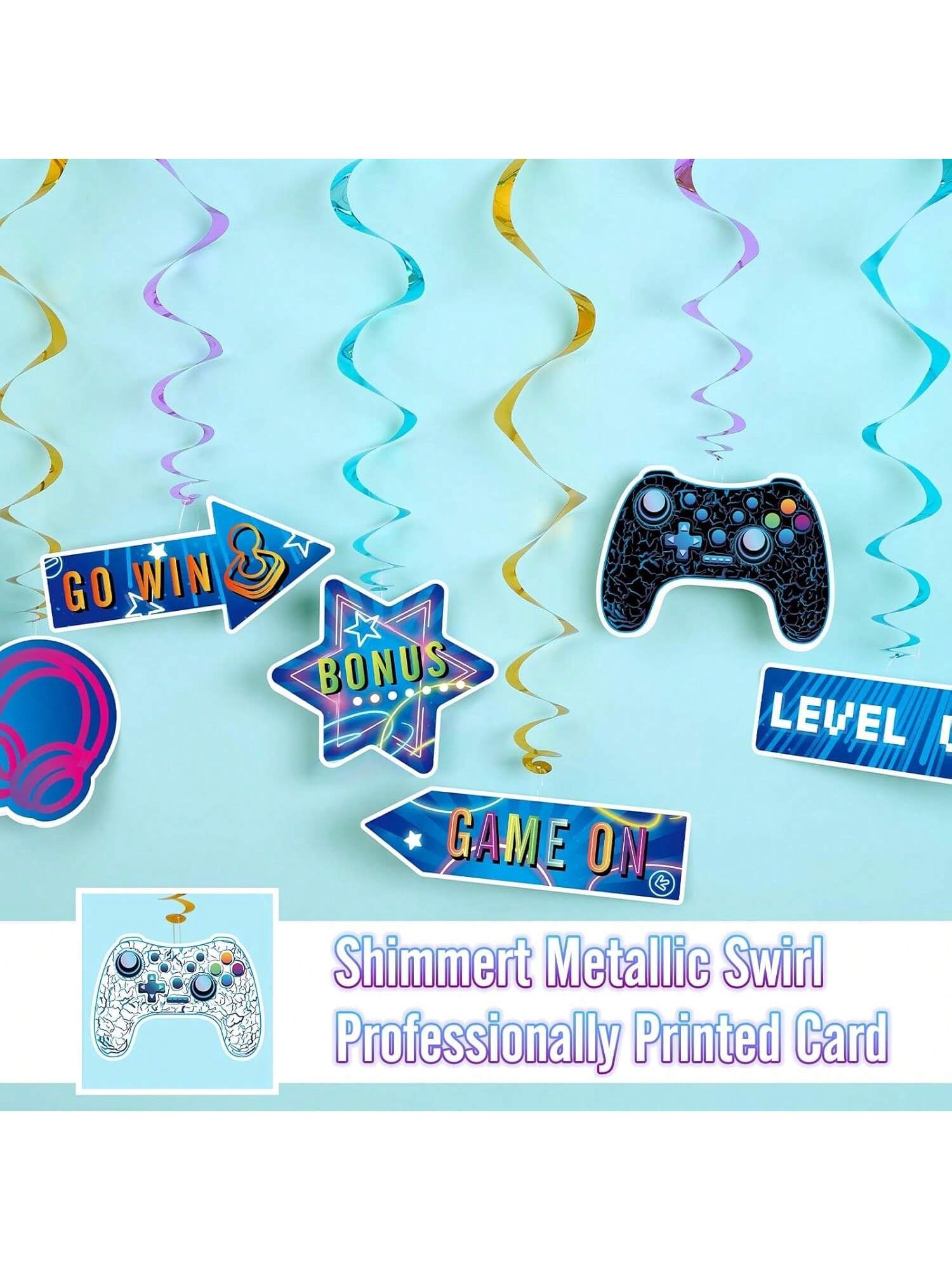 21PCS Video Game Hanging Swirls for Gamer Birthday Party Decor