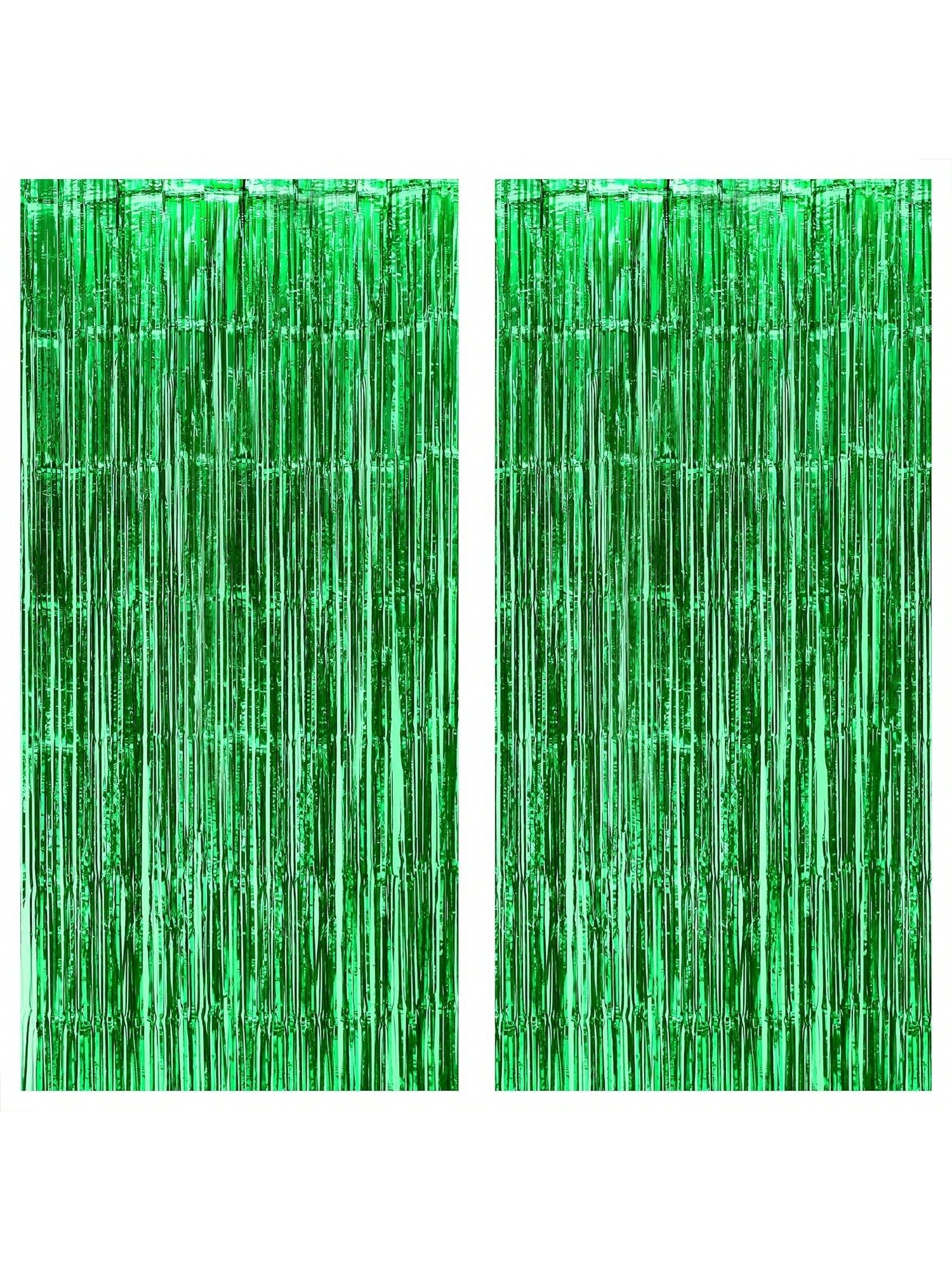 Xtralarge Green Foil Fringe Curtain 3.2x8ft Pack of 2 for Party Decor