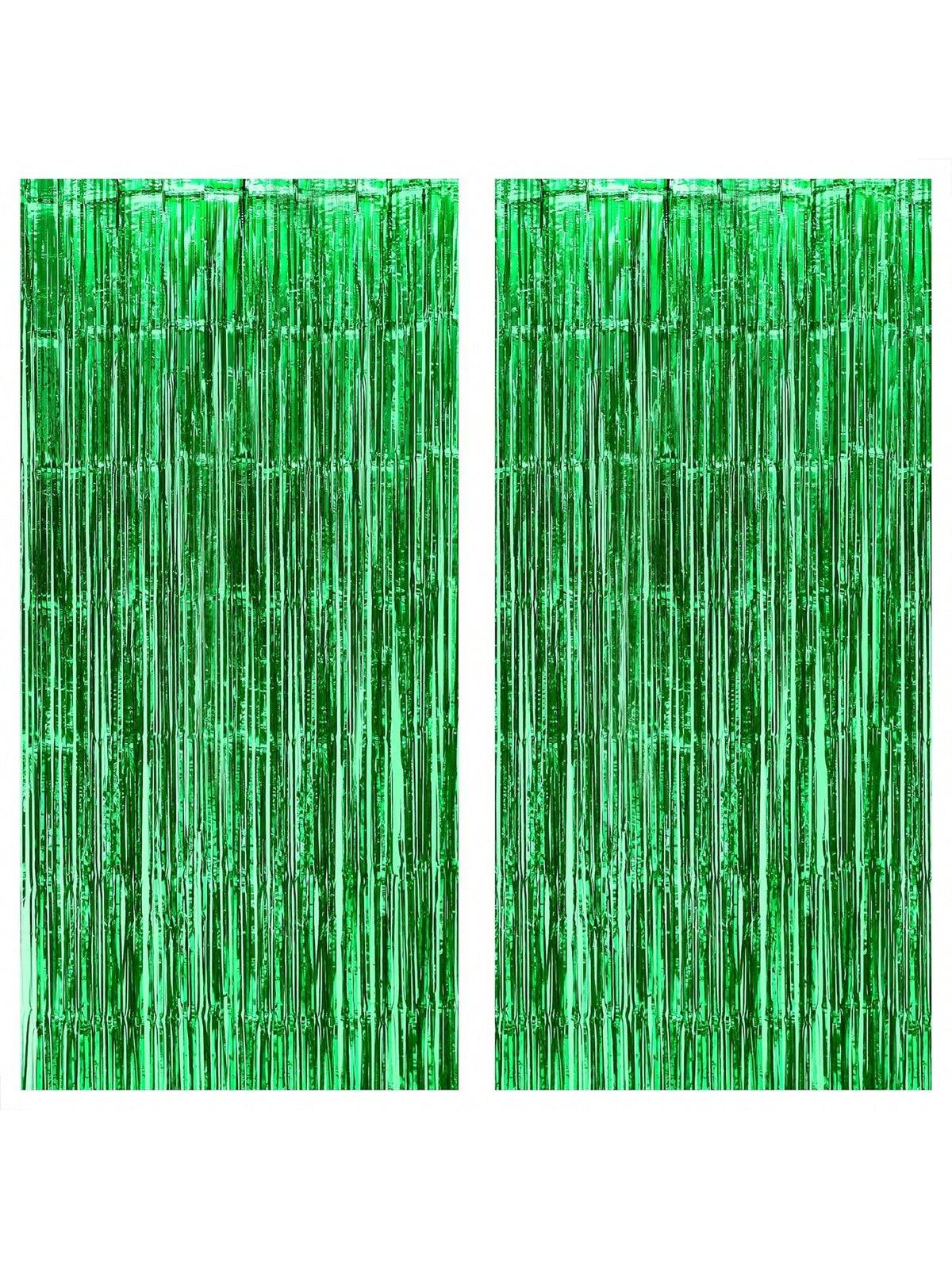 Xtralarge Green Foil Fringe Curtain 3.2x8ft Pack of 2 for Party Decor