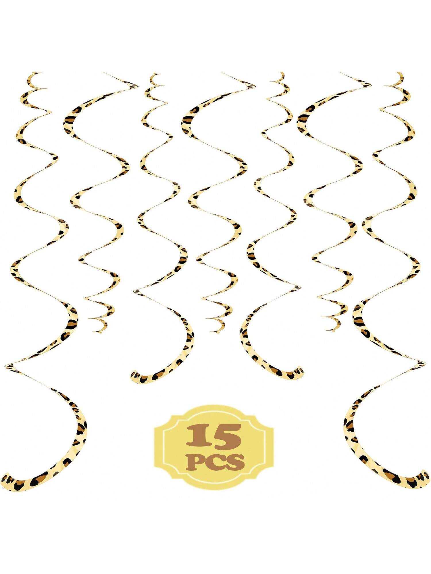 15pcs Cheetah Hanging Swirl Party Decorations Animal Print Party Supplies