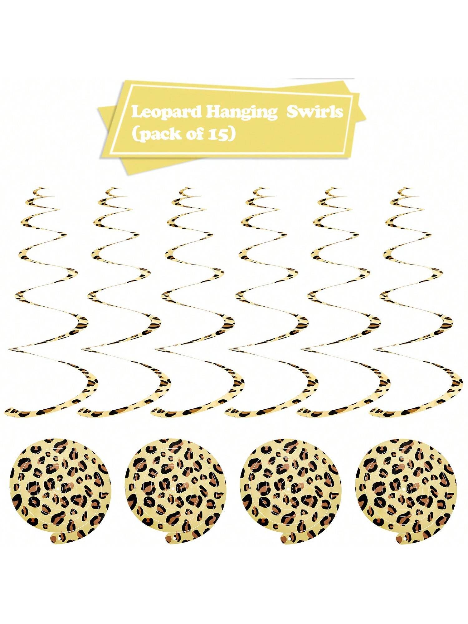 15pcs Cheetah Hanging Swirl Party Decorations Animal Print Party Supplies
