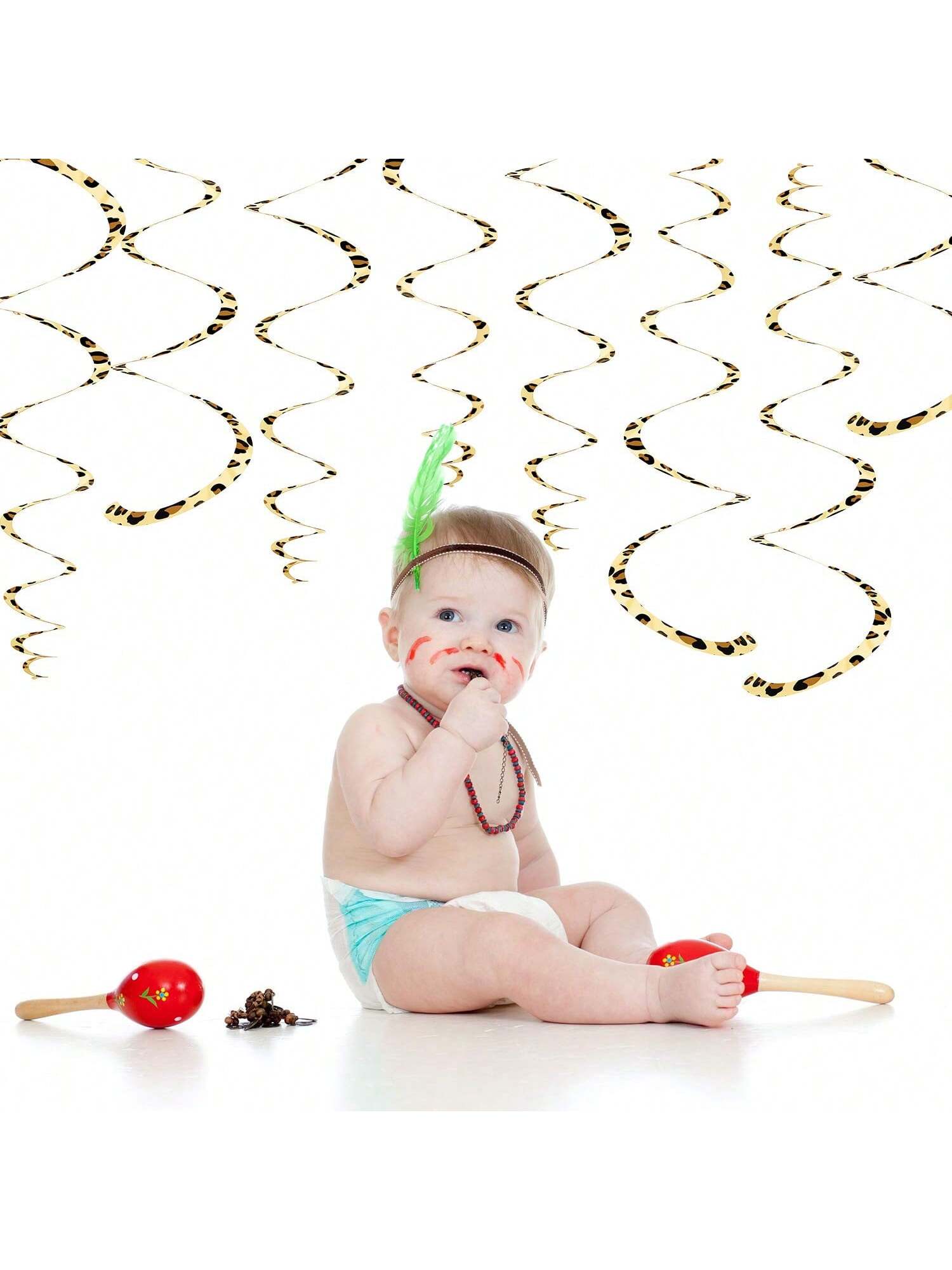 15pcs Cheetah Hanging Swirl Party Decorations Animal Print Party Supplies