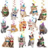 20 pcs Cat Hanging Swirl Decorations for Cat Birthday and Pet Parties