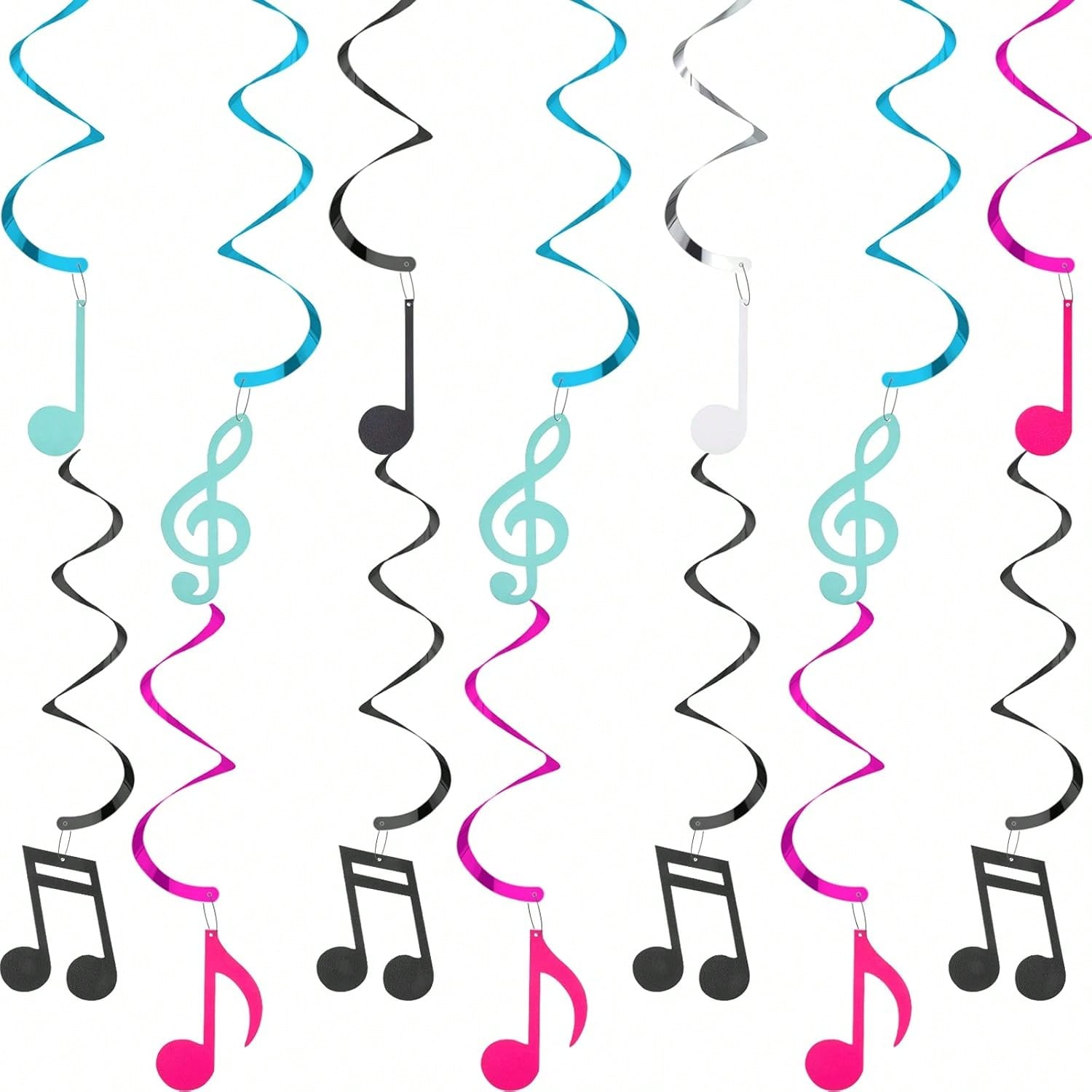 25pcs Musical Note Hanging Swirl Decorations Black White Blue Pink for Party