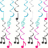 25pcs Musical Note Hanging Swirl Decorations Black White Blue Pink for Party