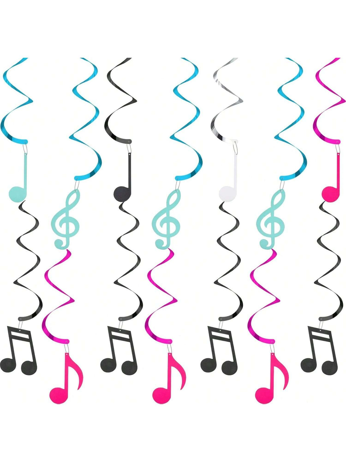 25pcs Musical Note Hanging Swirl Decorations Black White Blue Pink for Party