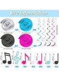 25pcs Musical Note Hanging Swirl Decorations Black White Blue Pink for Party