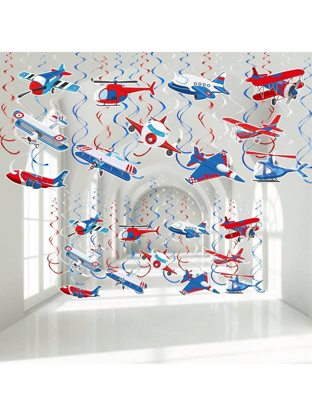 30pcs Airplane Hanging Swirl Decorations Foil Ceiling Streamers for Party
