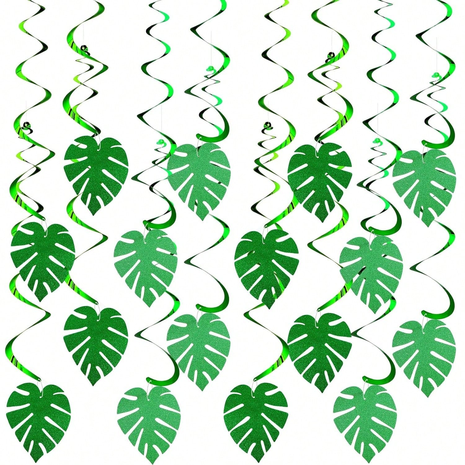 32 pcs Hawaiian Luau Palm Leaf Hanging Decorations for Tropical Party