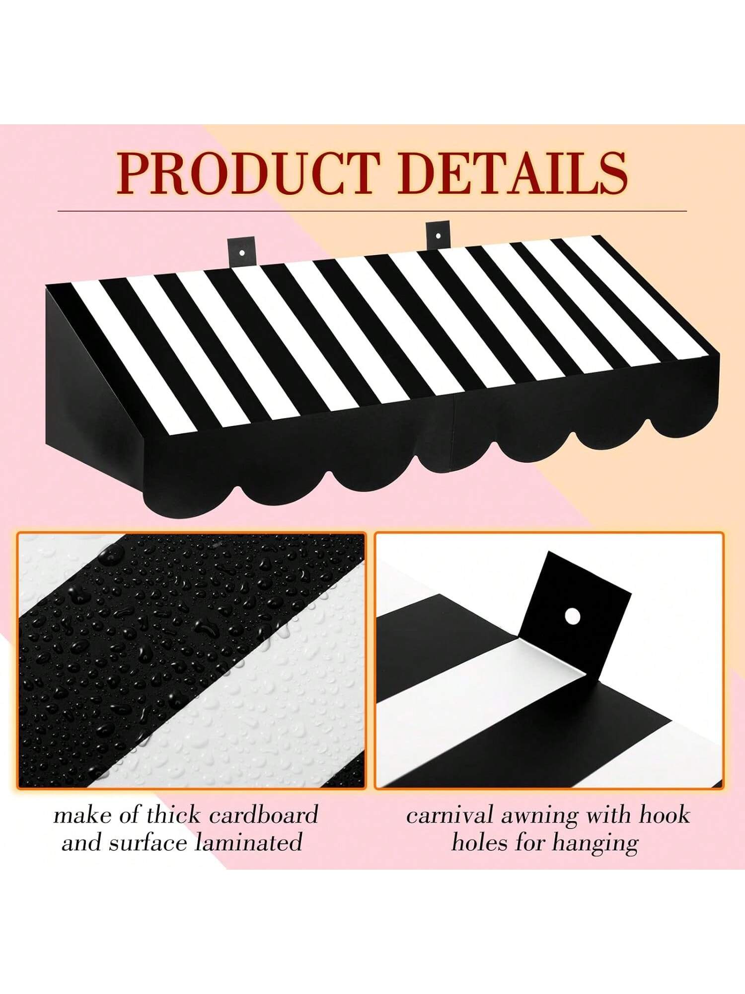 4PCS 3D Black Paper Awning Wall Decorations Circus Birthday Party Decor