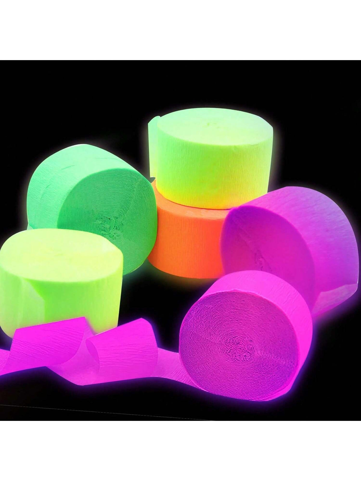 Glow in the Dark Party Streamers 400ft UV Neon Crepe Paper for Birthday & Wedding