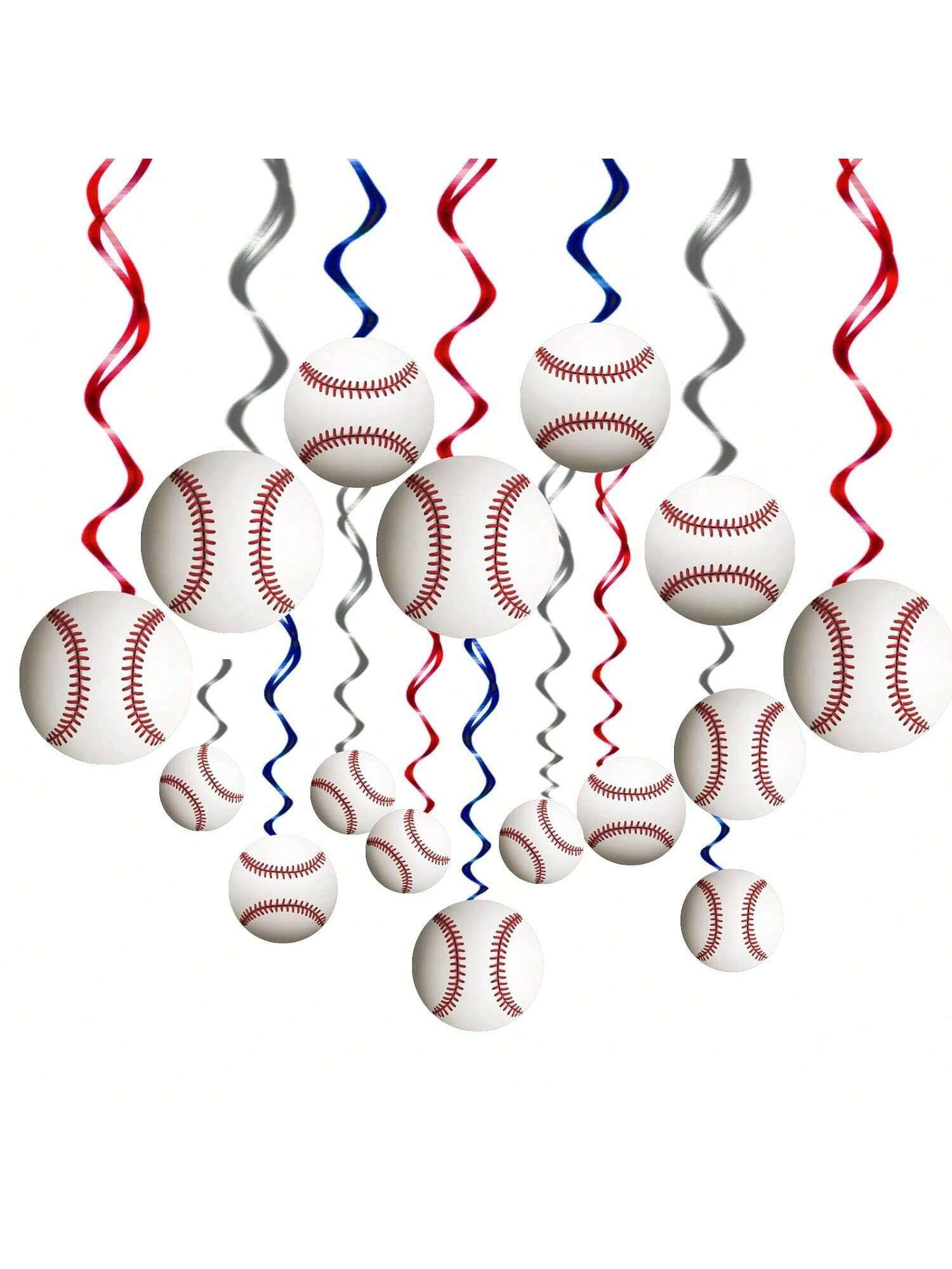 Baseball Hanging Swirls 42pcs Birthday Party Ceiling & Wall Decor