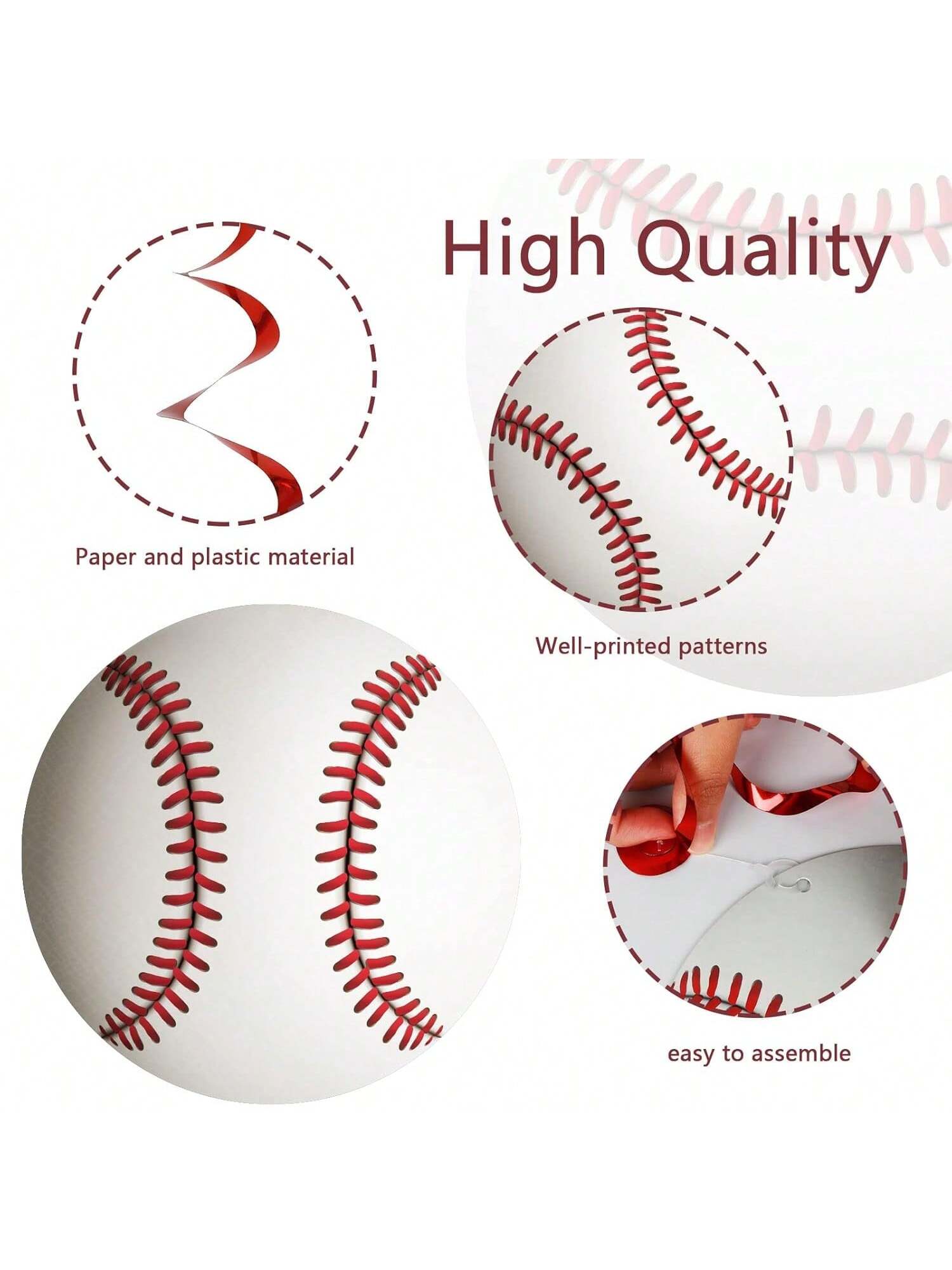 Baseball Hanging Swirls 42pcs Birthday Party Ceiling & Wall Decor