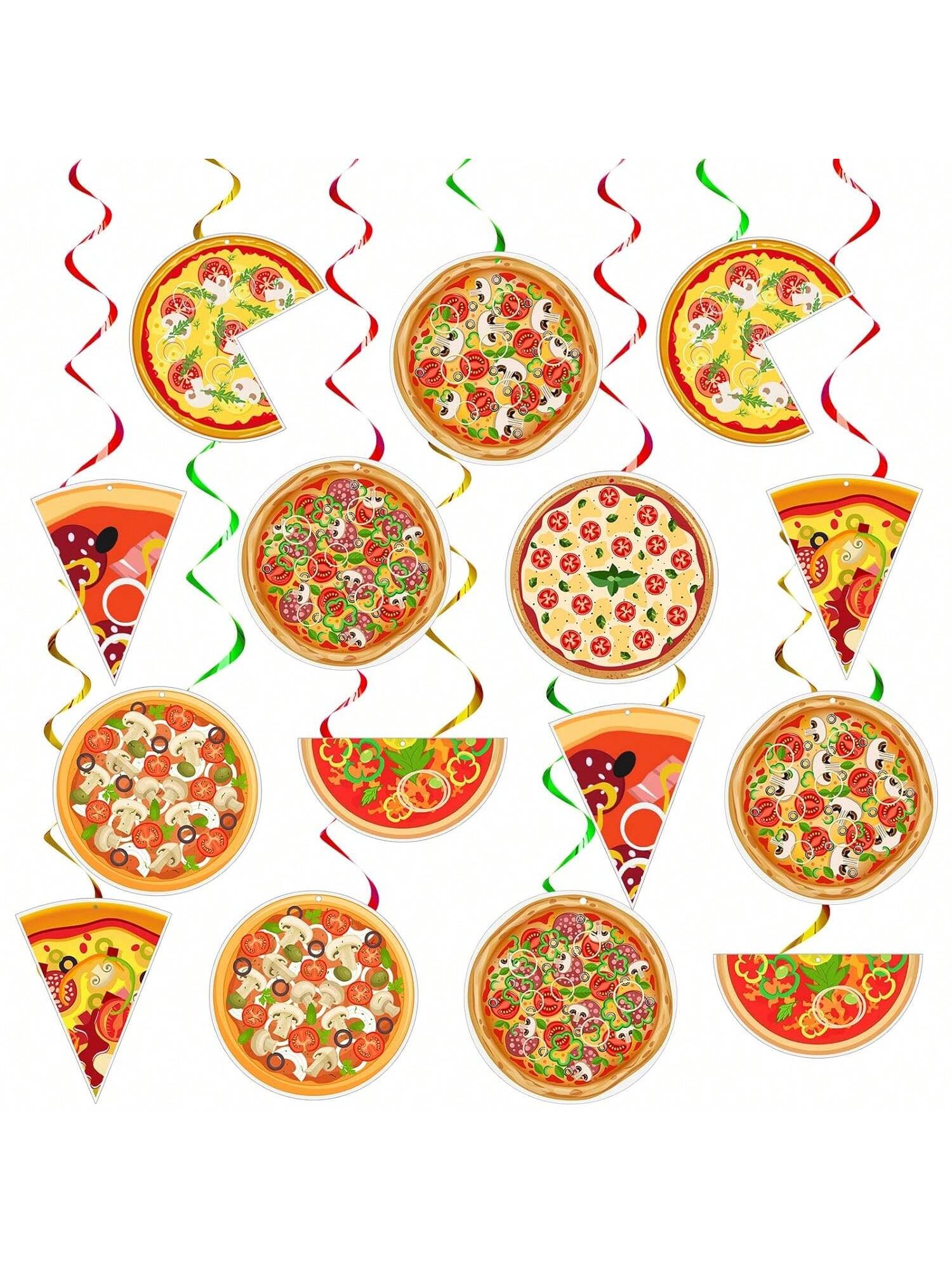 48 pcs Pizza Party Hanging Swirl Decorations for Birthday Party Supplies
