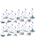 Airplane Pilot Birthday Hanging Swirl Decorations Fighter Jet Ceiling Decor