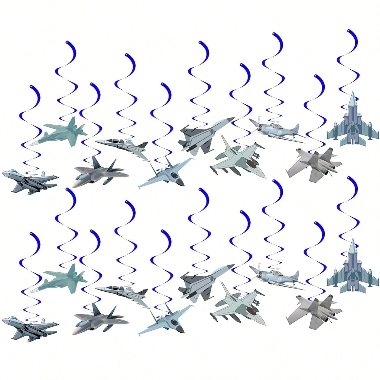Airplane Pilot Birthday Hanging Swirl Decorations Fighter Jet Ceiling Decor