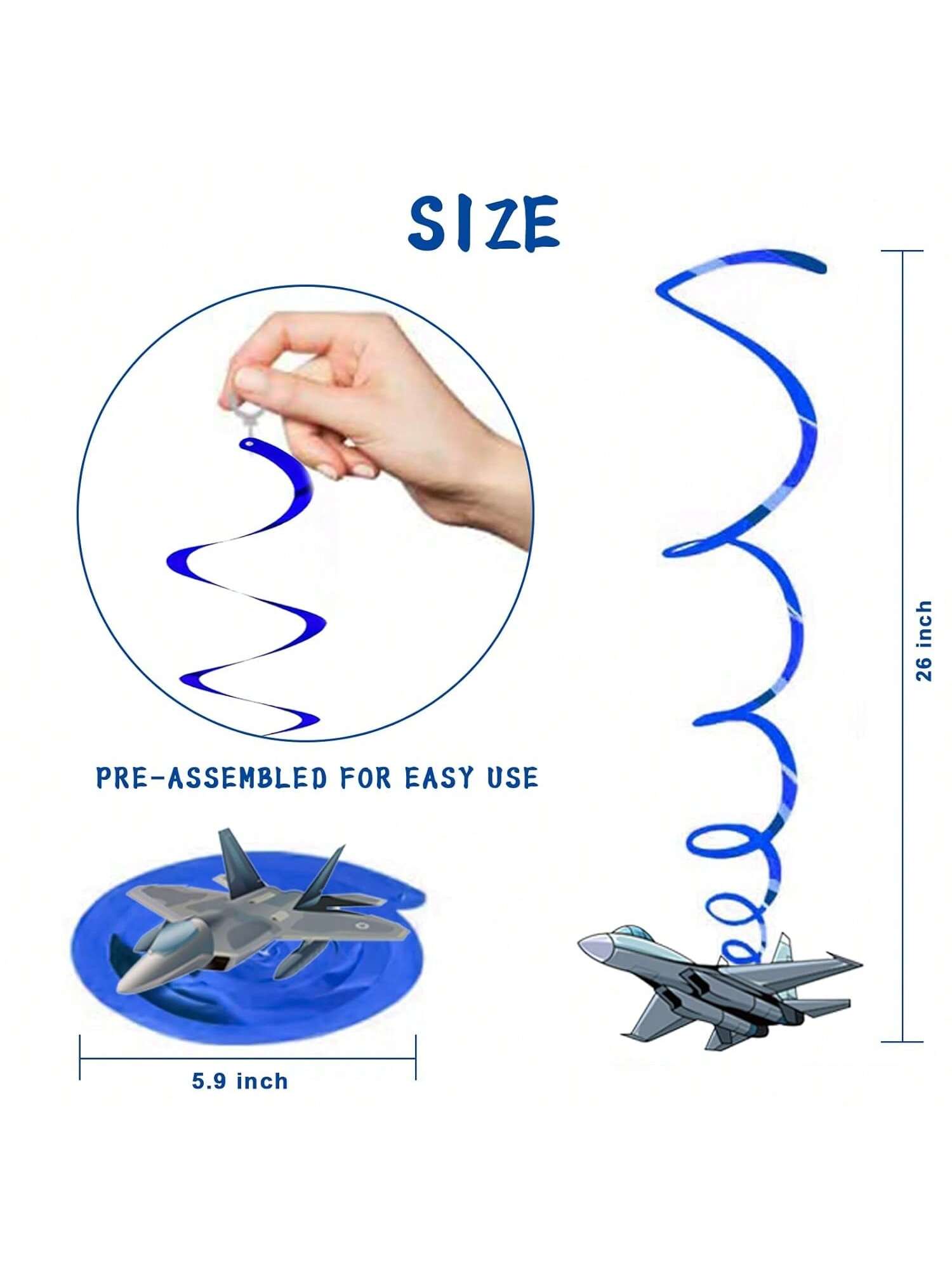 Airplane Pilot Birthday Hanging Swirl Decorations Fighter Jet Ceiling Decor
