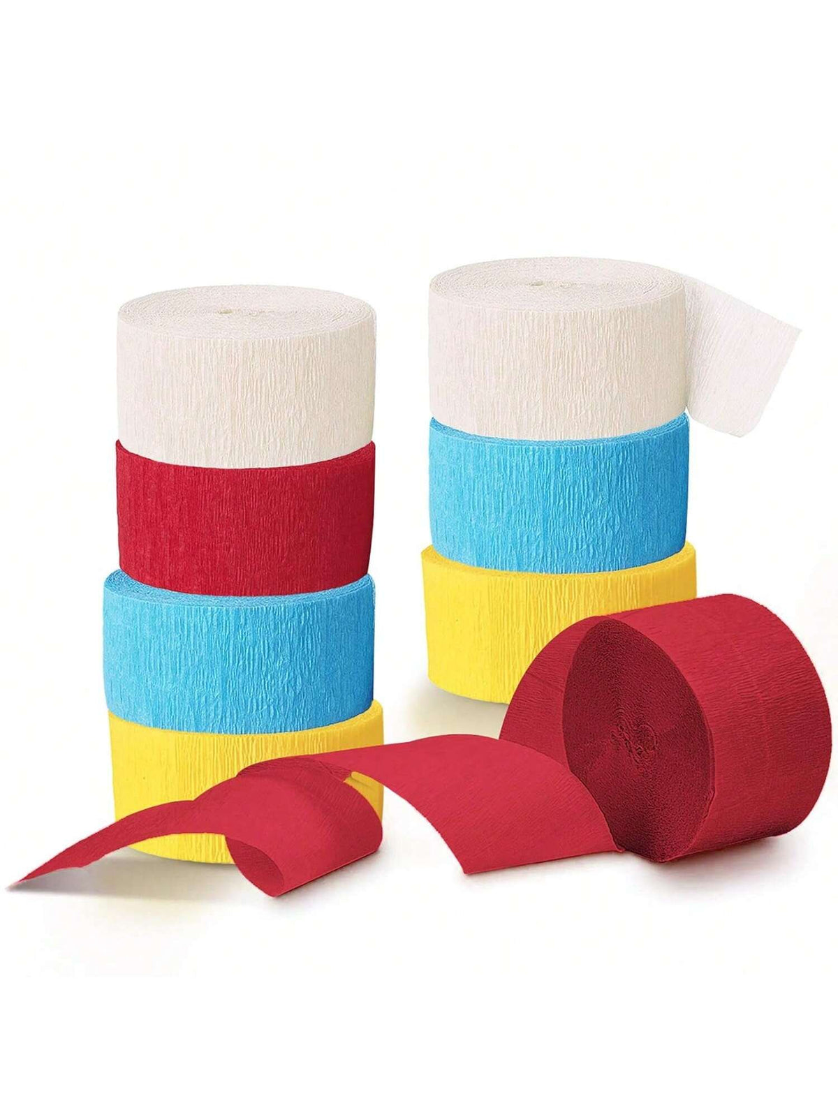 Carnival Circus Party Decorations 8 Rolls Red Blue Yellow Crepe Streamers