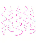 Hot Pink Party Hanging Swirl Decorations Plastic Streamer For Ceiling, Pack Of 28