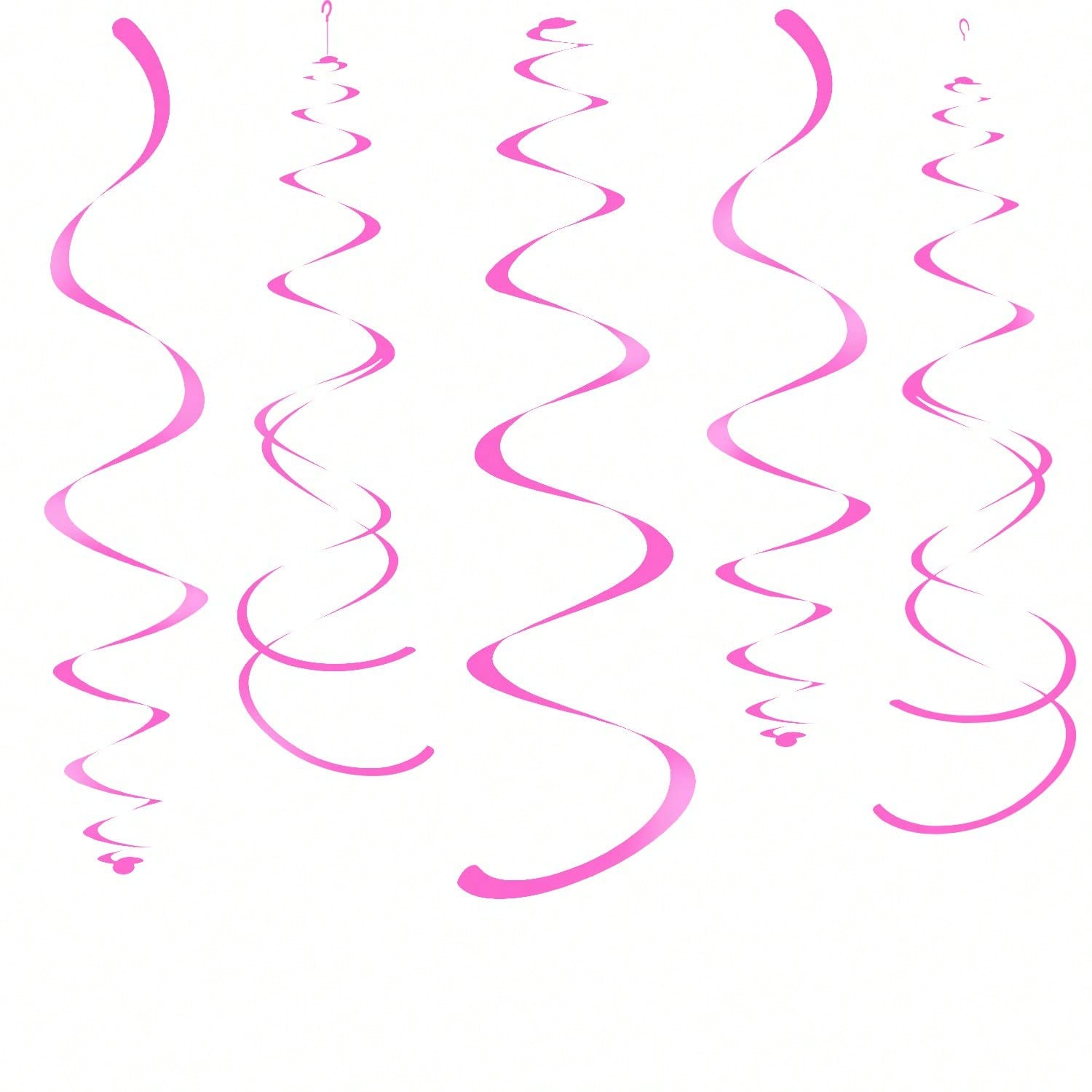 Hot Pink Party Hanging Swirl Decorations Plastic Streamer For Ceiling, Pack Of 28