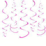 Hot Pink Party Hanging Swirl Decorations Plastic Streamer For Ceiling, Pack Of 28