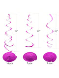 Hot Pink Party Hanging Swirl Decorations Plastic Streamer For Ceiling, Pack Of 28