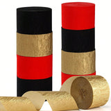 9 Rolls Red Black Gold Casino Theme Party Streamers Decorations