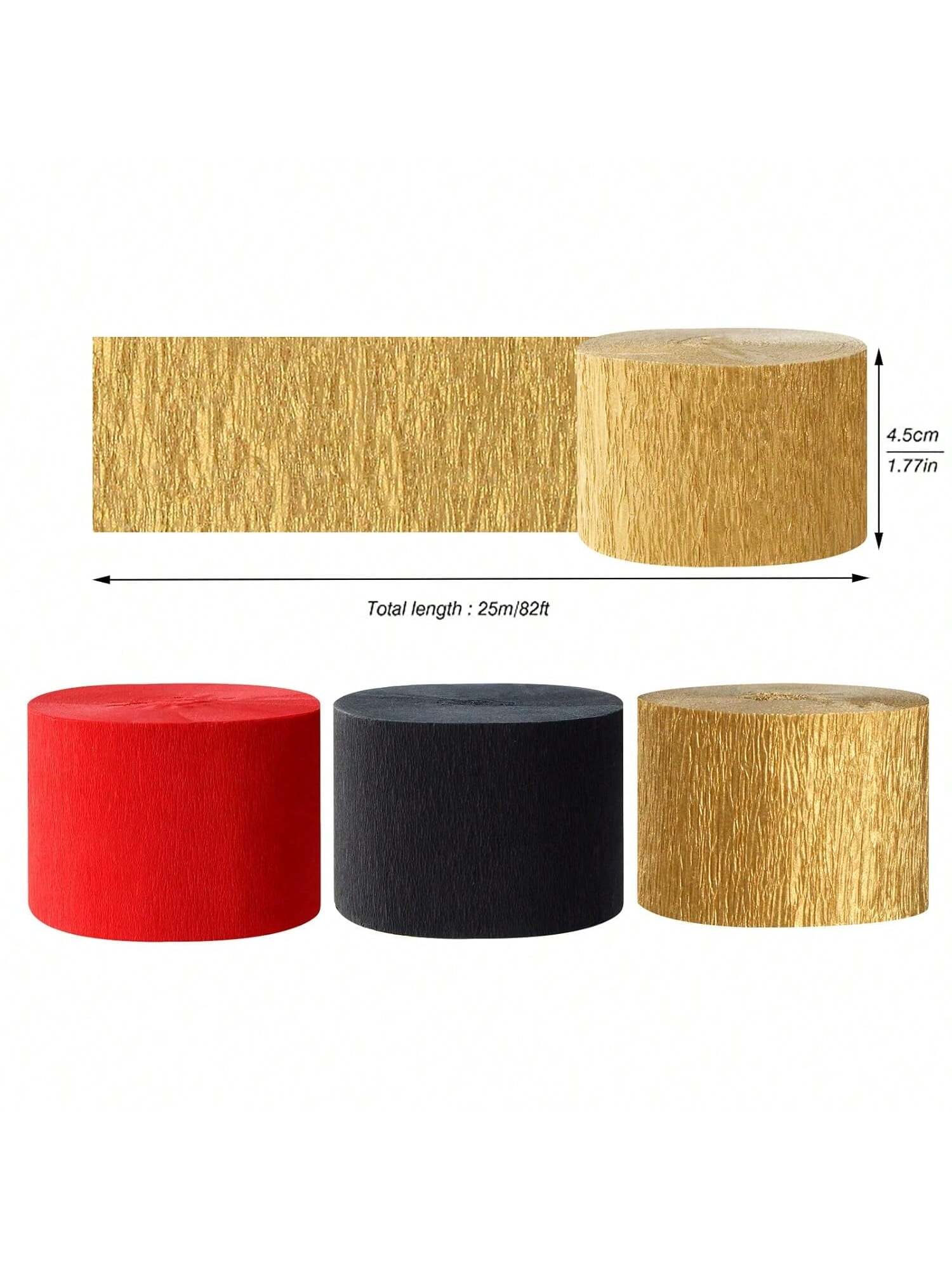 9 Rolls Red Black Gold Casino Theme Party Streamers Decorations