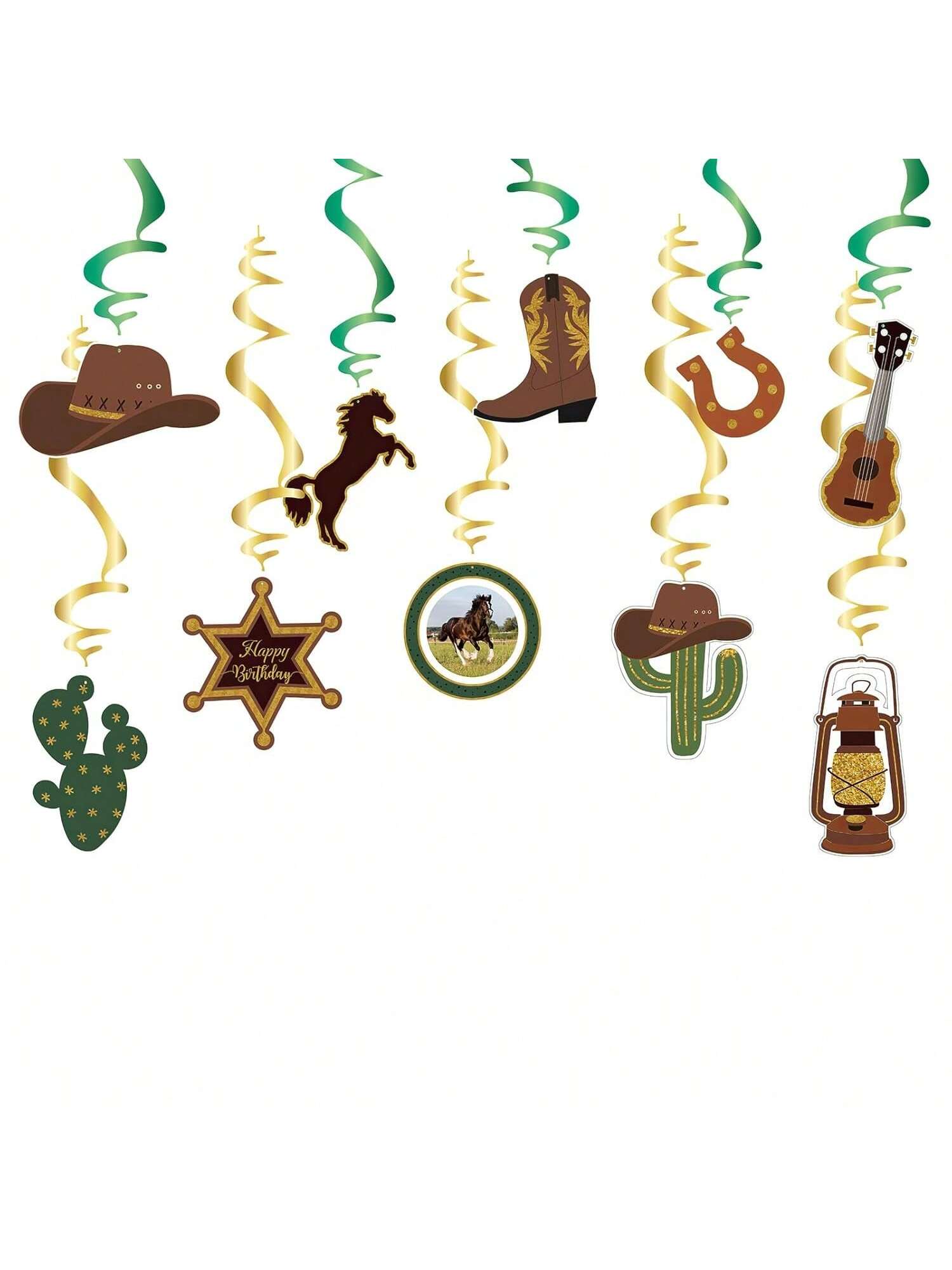 10pcs Western Cow Hanging Swirl Party Decorations Birthday Streamers