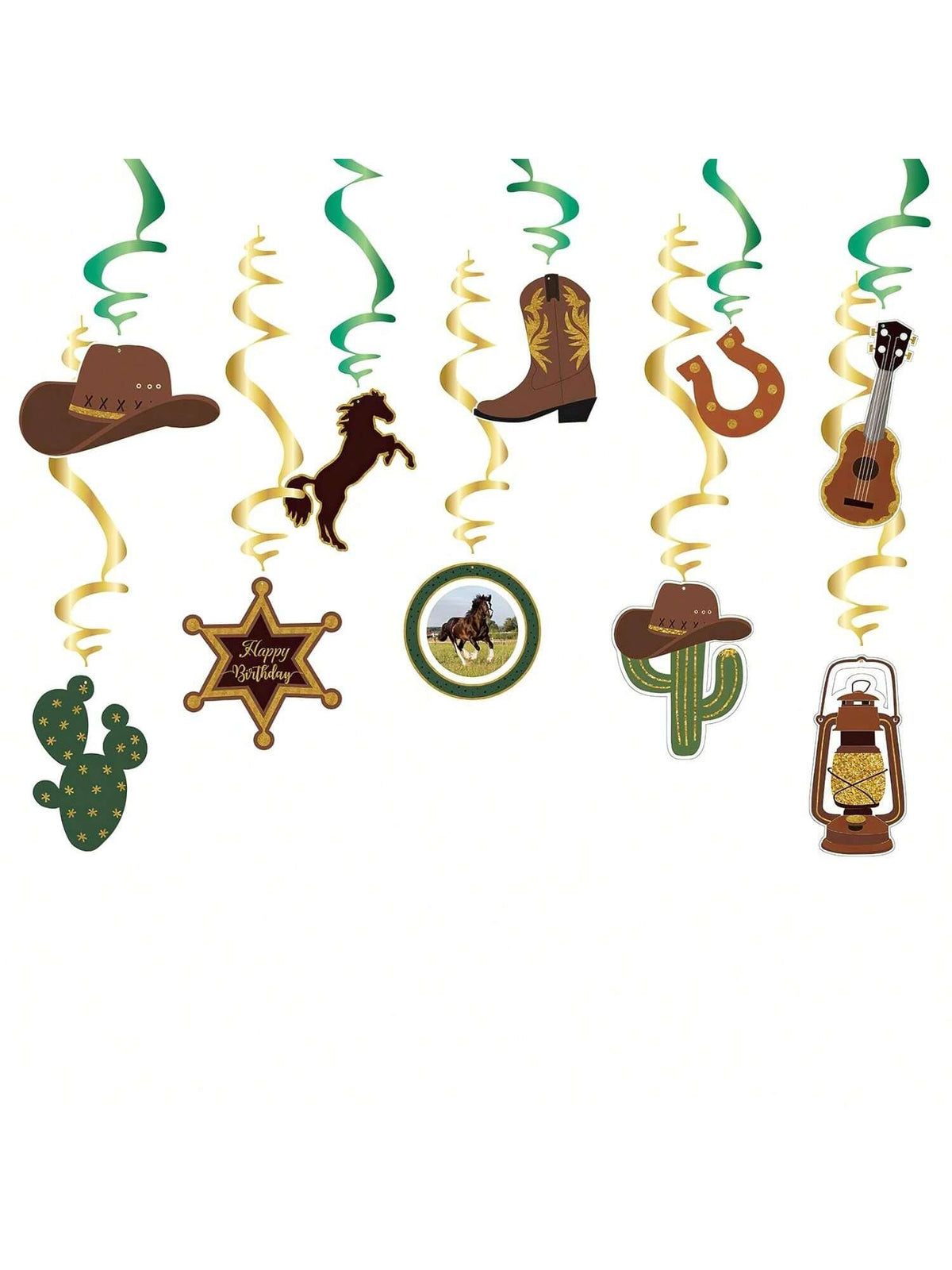 10pcs Western Cow Hanging Swirl Party Decorations Birthday Streamers