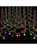 Neon Glow Party Decorations 20pcs Hanging Star Swirls for Ceiling & Glow Party