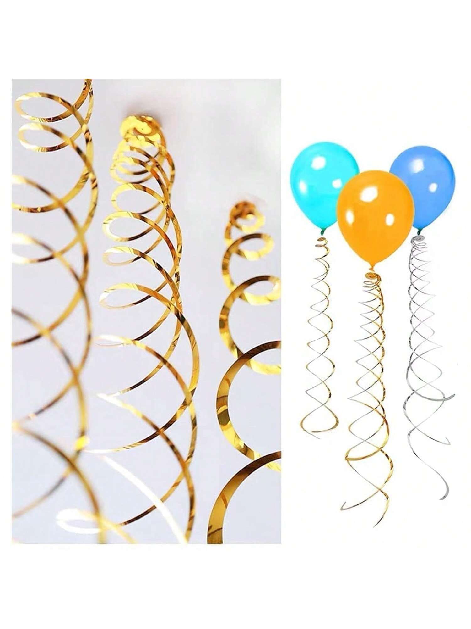Navy & Gold Hanging Swirls 24pcs Birthday Wedding Party Decor
