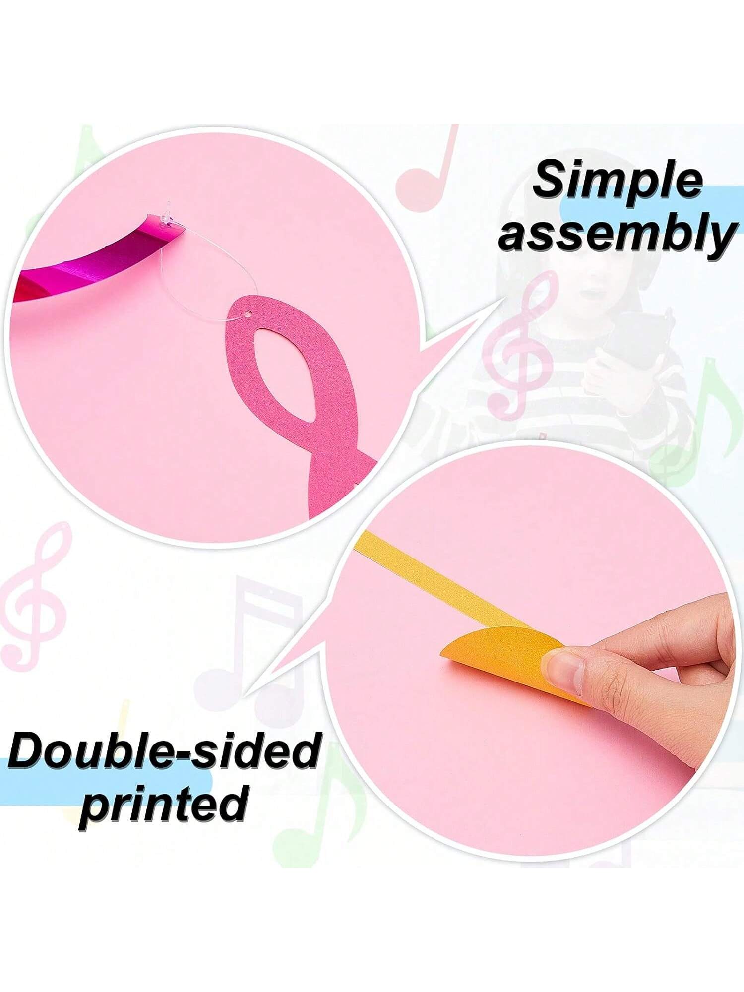 25pcs Musical Note Hanging Swirl Party Decorations Multicolor